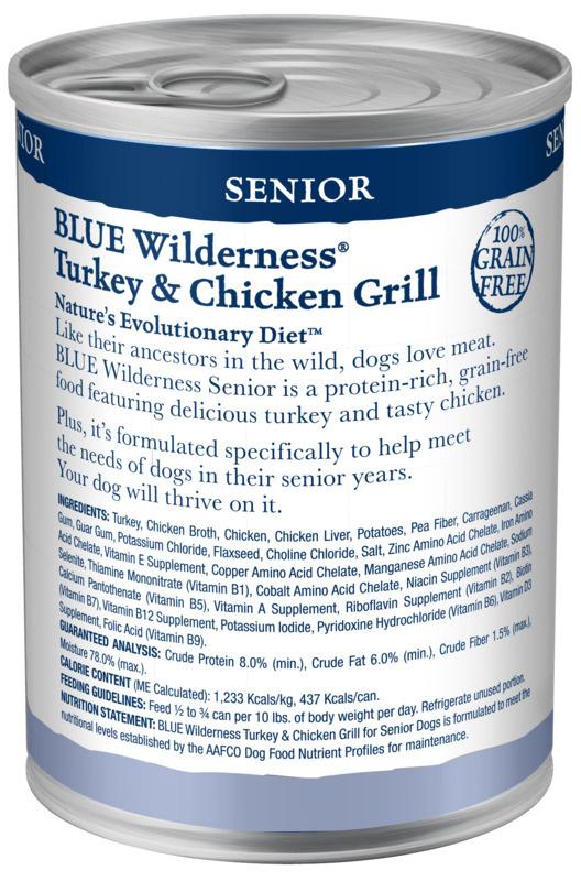 Blue Buffalo Wilderness Turkey Chicken Grill Senior Canned Dog